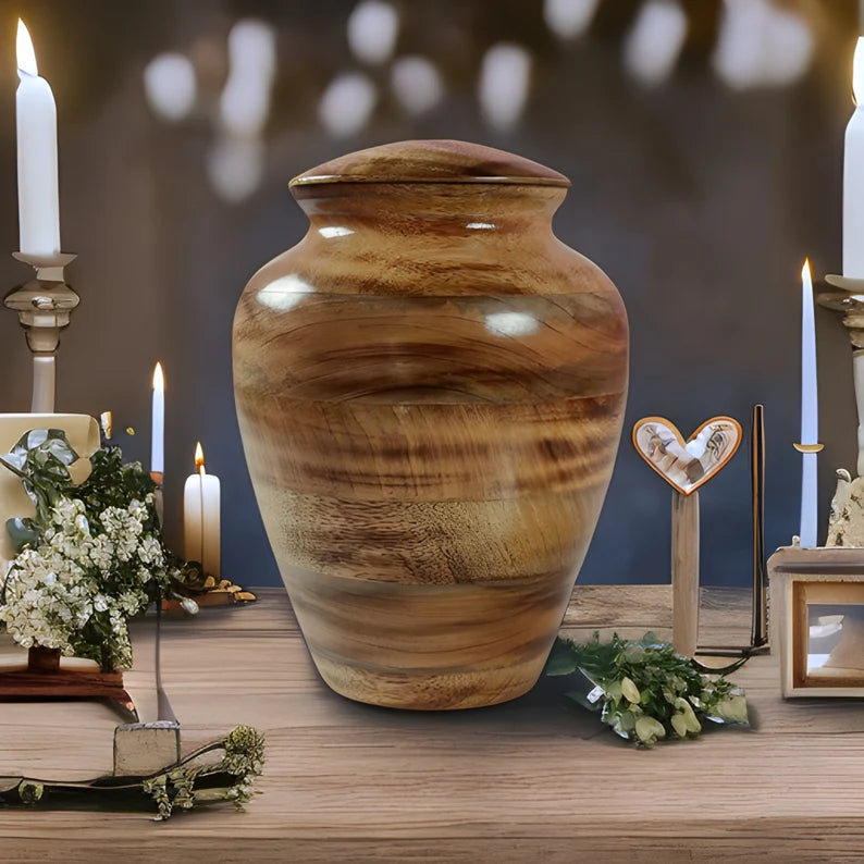 Urn for Human ashes Pet ashes Cremation Burial urn box Wooden urn for Adult ashes Burned mangowood urn for your Loved one