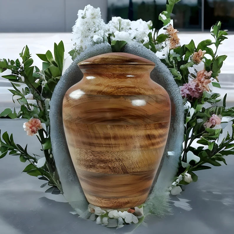 Urn for Human ashes Pet ashes Cremation Burial urn box Wooden urn for Adult ashes Burned mangowood urn for your Loved one