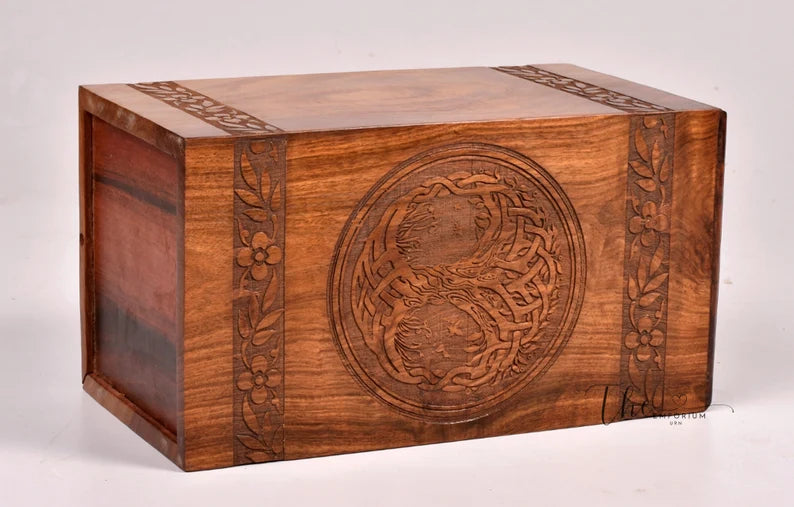 EMPORIUM URN Rosewood Urn for Human Ashes - Tree of Life Wooden Box - Personalized Cremation Urn for Ashes Handcrafted Large Wooden Urn Box