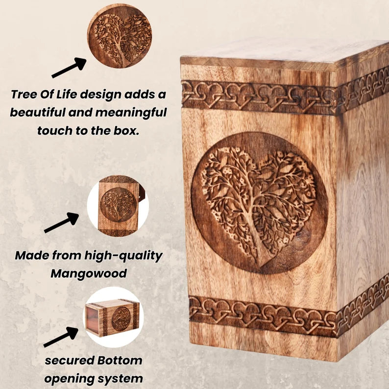 Wooden Box For Pets Ashes Large Hardwood box For human ashes male female Adult urn box Cremation urn burial urn Wooden Memorie Box