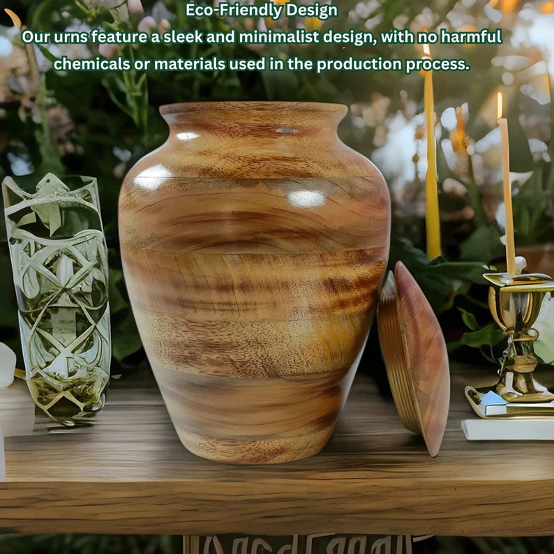 Urn for Human ashes Pet ashes Cremation Burial urn box Wooden urn for Adult ashes Burned mangowood urn for your Loved one