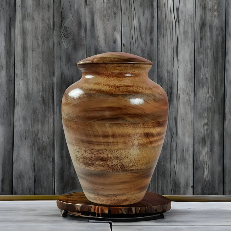 Urn for Human ashes Pet ashes Cremation Burial urn box Wooden urn for Adult ashes Burned mangowood urn for your Loved one